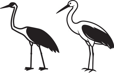Obraz premium Crane Duo Line Art