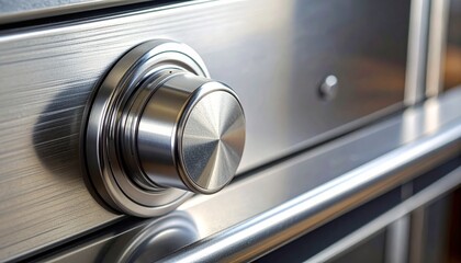 macro closeup oven knob heat markings metal texture kitchen reflection detail home living appliance precision engraved surface domestic control warmscene micro look realistic