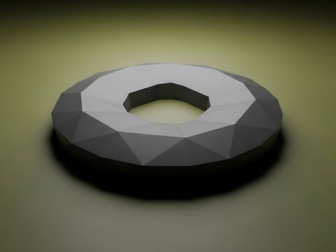 Abstract polygonal toroid form in three-dimensional geometric rendering