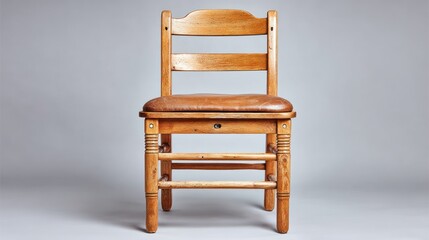Classic Wooden Chair with Ladder Back and Padded Seat.