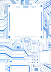 Smart microchip technology background png in gradient blue