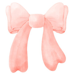 Watercolor pink bow illustration in cute hand-drawn style