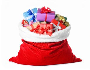 Santa's Gift Bag Filled with Christmas Presents 