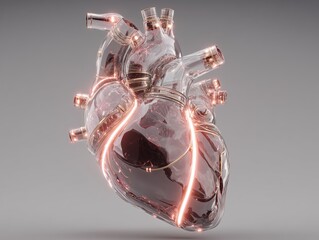 Glass heart with glowing lines
Futuristic design shows high-tech vein