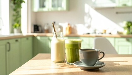 Drink Trio on Kitchen Table.