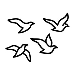 Obraz premium Simple line art of four birds in flight, minimalist design, black outline. simple line