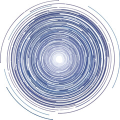 Concentric blue and purple swirling lines forming a circular vortex pattern on white