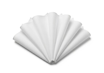 Clean white handkerchief folded fan style isolated on white surface