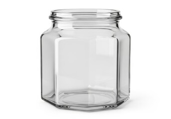 Clear glass hexagonal jar for storage food preserving and crafting supplies