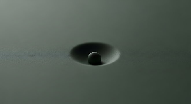 Monochrome Sphere Resting in a Smooth Concavity for Minimalist Design