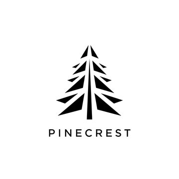 Geometric Pine Tree Logo Design for Pinecrest Brand Identity.