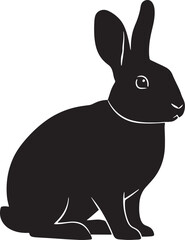 Black rabbit silhouette illustration, minimalist graphic vector artwork of a cute lying bunny, ideal for easter, nature, pet, and animal themes