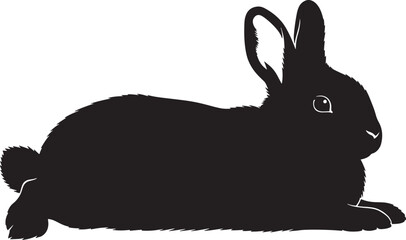 Black rabbit silhouette vector illustration. a simple, minimalist graphic icon of a sitting bunny on a transparent or white background.