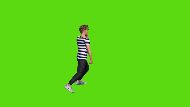 A cartoon male character is dancing