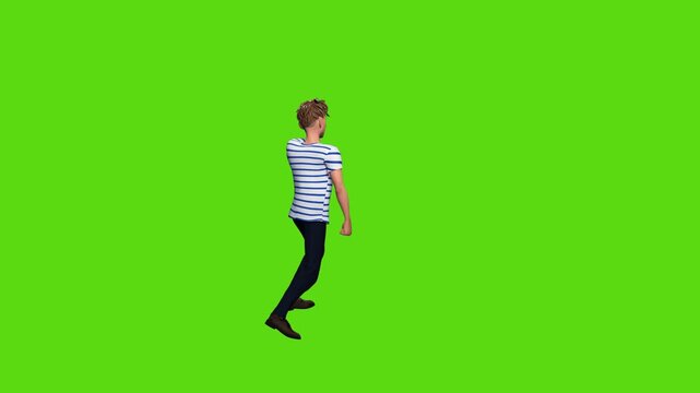A cartoon male character is dancing