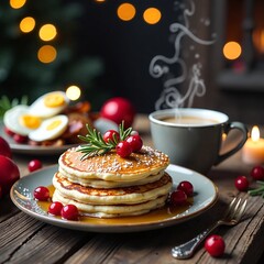 Delightful Christmas Morning Breakfast Pancakes with Cranberries and Rosemary