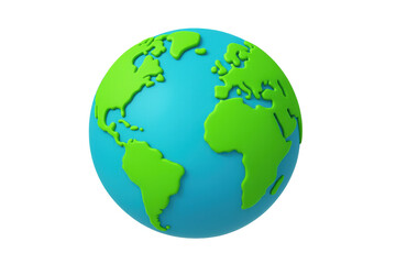 Naklejka premium Earth globe turning with continents in green and oceans in blue, spinning world planet on transparent background