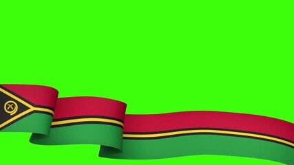 Waving Vanuatu Flag Ribbon on greenscreen background