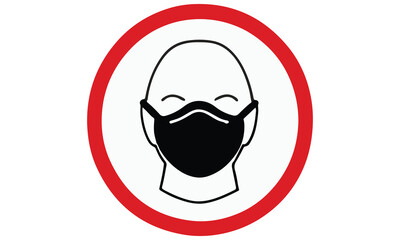 Use Mask Sign Vector – Face Mask Required Symbol for Safety, Health, and COVID Precaution Designs