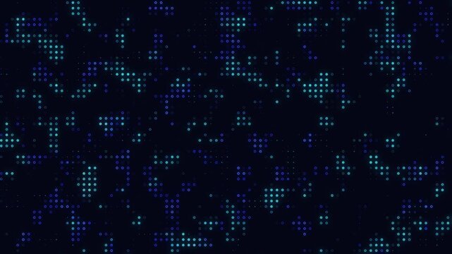 blue and green light data tech background, data matrix motion, looping 4k motion graphics