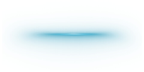 Obraz premium Blue horizontal lens flare light effect on transparent background.