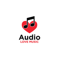 Audio Love Music Logo Vector Simple