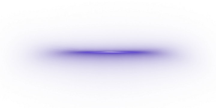 Blue horizontal lens flare light effect on transparent background.