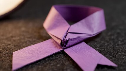 Purple origami ribbon symbol of awareness and support.