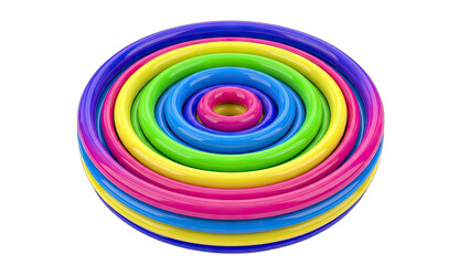 Concentric Circles Abstract Art Colorful Rainbow Rings Spiral Seamless Pattern on Transparent Background High Detail 3D Render