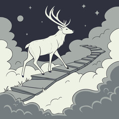Spirit Deer on the Mist Bridge