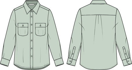 Men's Short Sleeve Henley T-Shirt Technical Flat Sketch Template with Button Placket, Raglan Sleeves, and Round Neckline Vector Illustration.