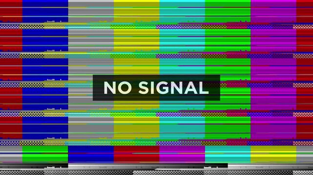 Animation bad interference tv with no signal text.animated tv static color	
