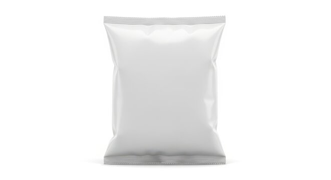 Blank white snack food bag mockup isolated on white background