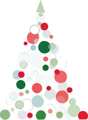 Stylized Christmas tree shape composed of overlapping colored and outlined circles
