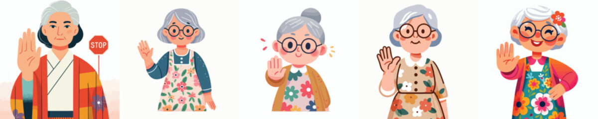 vector grandmother hand gesture stop
