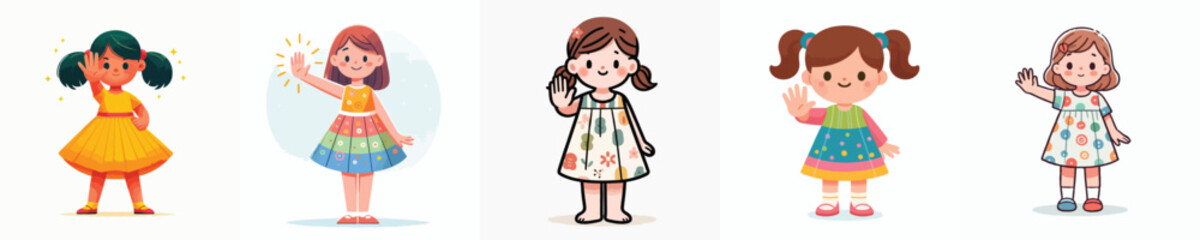 vector little girl hand gesture stop