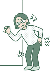 肩、腰、膝が痛い40代女性のイラスト