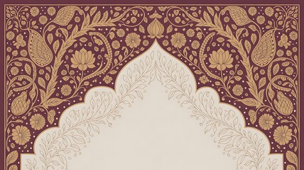 Traditional Mughal Wedding Invitation Card Illustration, Mughal Invitation, Wedding Card, Mughal Arch, Bride, Peacock.