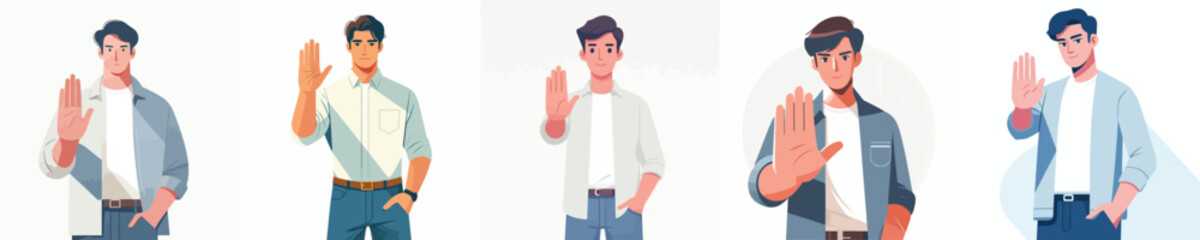 vector man hand gesture stop