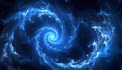abstract fractal blue swirl on black background 