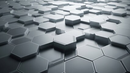 Obraz premium Abstract Hexagonal Pattern Surface with Metallic Texture and Geometric Design.