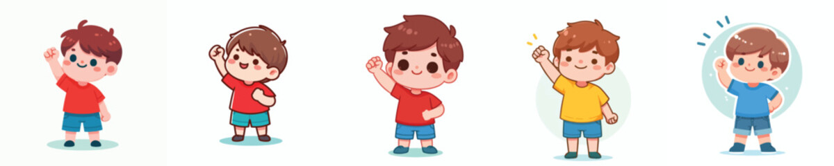 vector of a little boy clenching his fists up