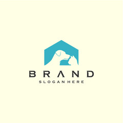 Dog and Cat HOME Logo Design Vector Template