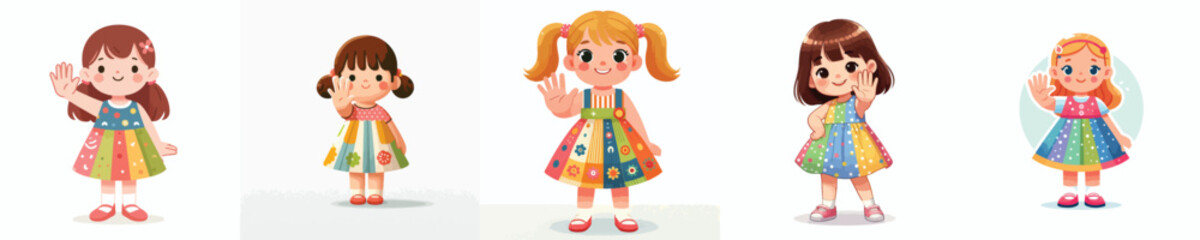 Fototapeta premium vector little girl hand gesture stop
