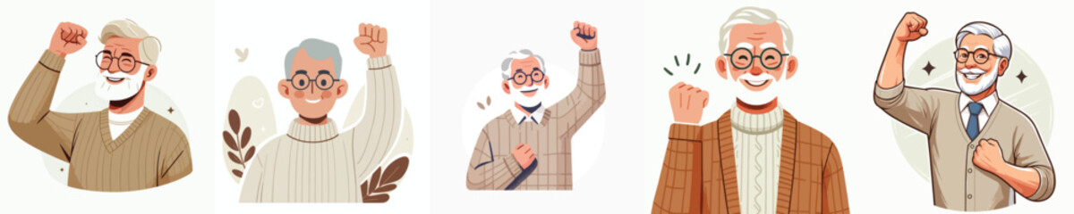 vector of a grandfather clenching his fists up