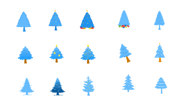 set of christmas trees blue - Powered by Adobe