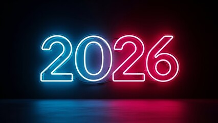 Neon 2026 Sign Illuminating Future Year.