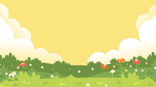 Meadow with flowers and butterflies