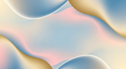 Abstract fluid shapes in pastel colors with a gradient background.