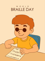 vector world braille day poster template